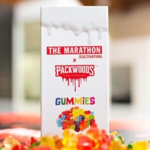 Packwoods X Marathon Gummies with premium cannabis infused from the Marathon strain