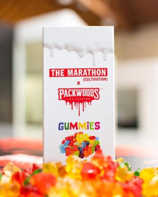 Packwoods X Marathon Gummies with premium cannabis infused from the Marathon strain