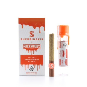 Bacio Gelato Sherbinskis x Packwoods pre-roll with premium Bacio Gelato strain