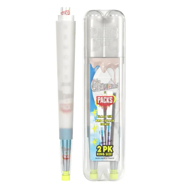 Glones Ultra Thin 2pk King Size featuring premium pre-rolled cones with a reusable glass tip.