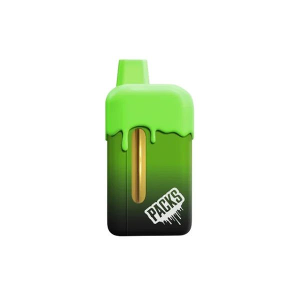 Packs Vape Supernatural Sour Apple cartridge offering smooth, tangy, and potent cannabis vaping experience.